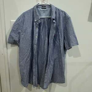 U.S. Polo Assn. Men's 2XL Blue and White Gingham Short Sleeve Stretch Button Dow